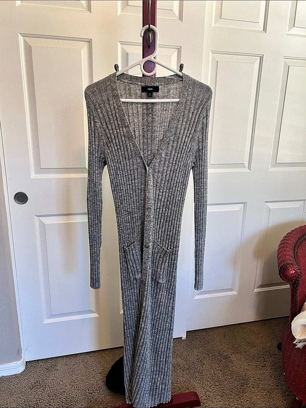 Wild Fable Ribbed Button-Front Cardigan in Gray Size Small